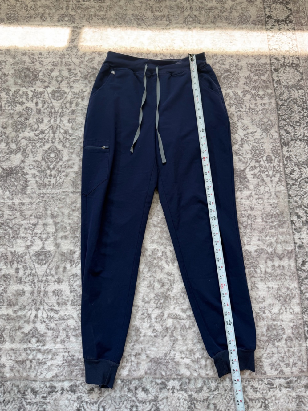 Figs Women's Navy Drawstring Joggers with Cargo Pocket Medium Tall